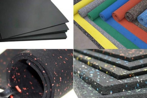 rubber rolls and mats in varied colours